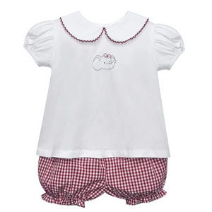 Elephant Crimson/Gray Knit Girl Bloomer Set