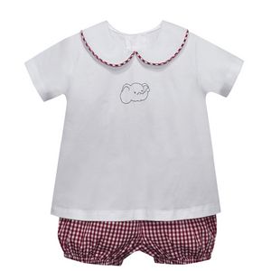 Elephant Crimson/Gray Knit Boy Short Set