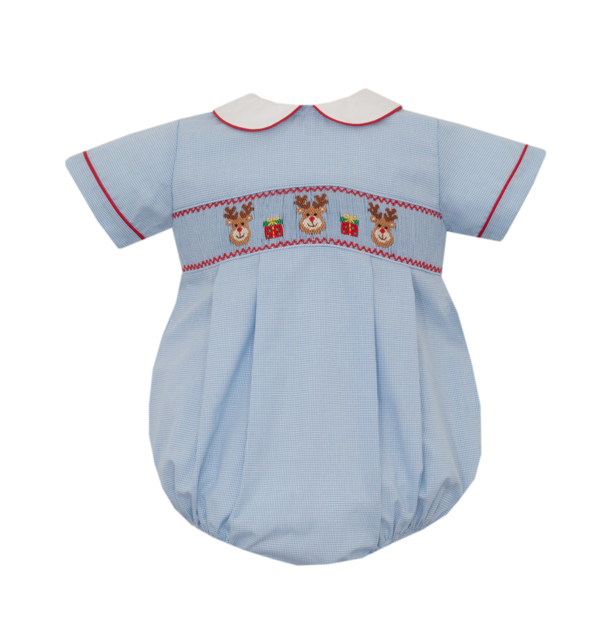 Boys Blue Microcheck Reindeer Bubble