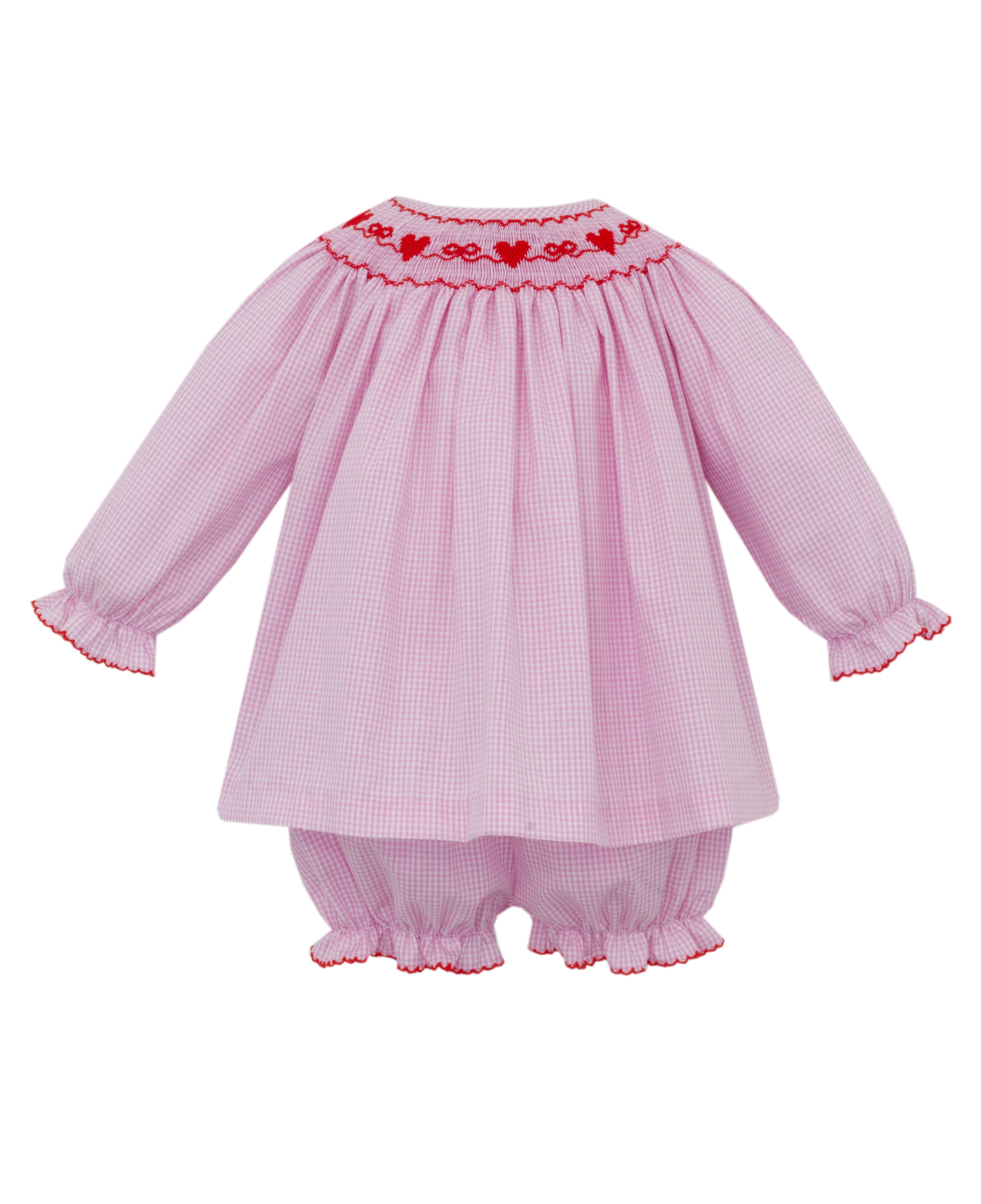 Valentine's Day Girl Pink Gingham Bishop Bloomer Set