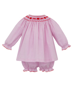 Valentine's Day Girl Pink Gingham Bishop Bloomer Set