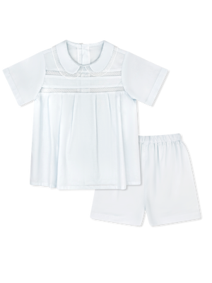 Graham Short Set - Blessings Blue with White Lace (Toddler)
