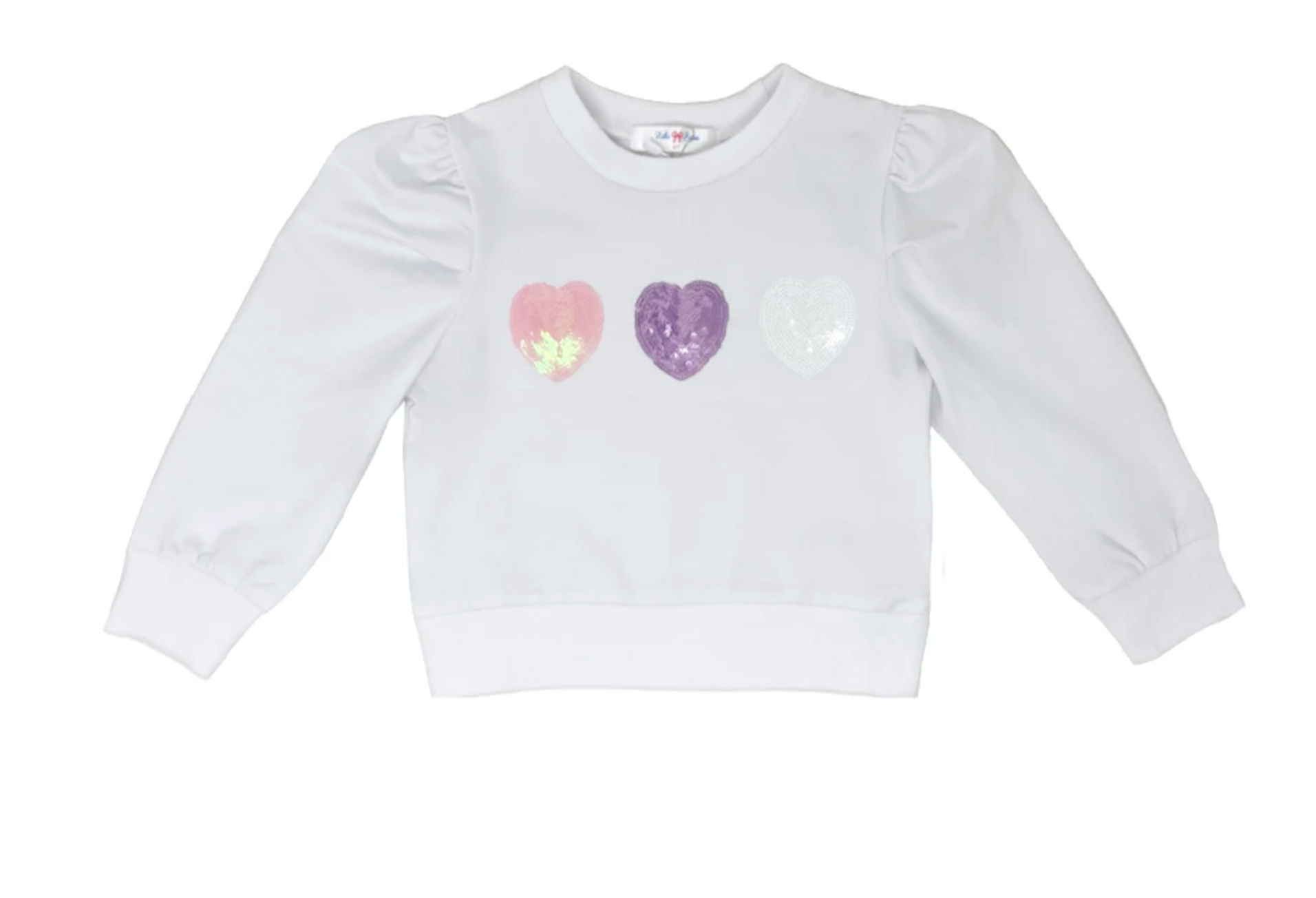 Pastel Sequin Hearts White Shirt