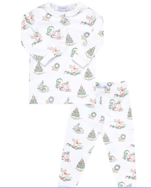 Girl Christmas Toile Pajamas (Kid)