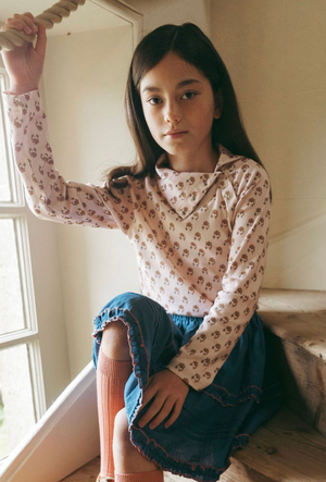 Textured Floral Snap Turtleneck