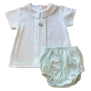 Mint Snail Boys Pleated Diaper Set