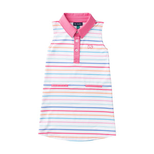Rainbow Stripe Sleeveless Pro Performance Polo Dress
