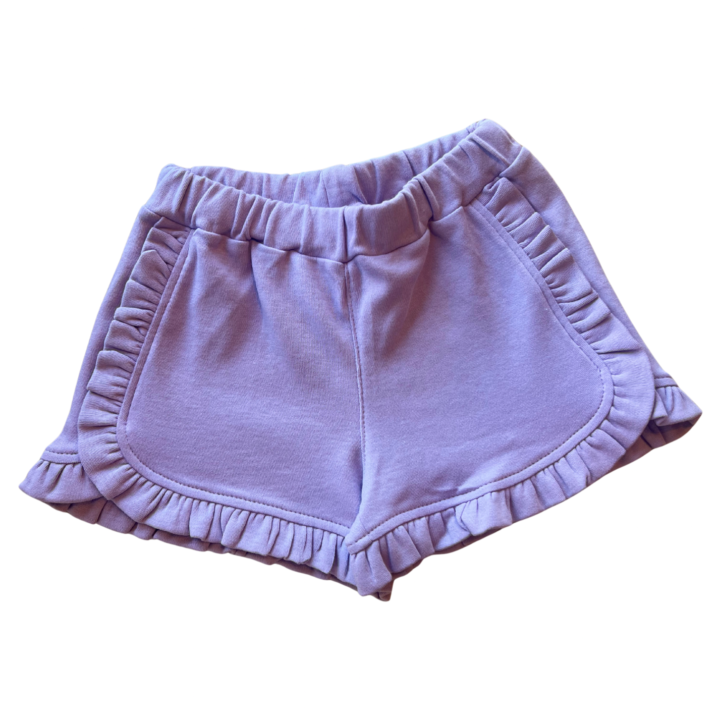 Lavender Solid Ruffle Trim Short