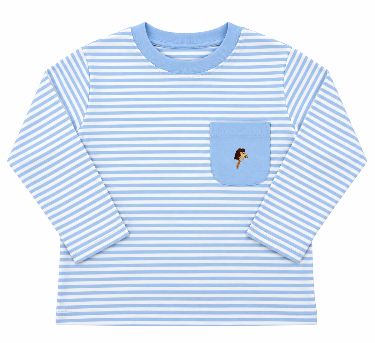 Blue Stripe Hobby Horse Pocket Tee