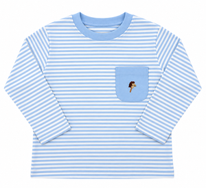 Blue Stripe Hobby Horse Pocket Tee