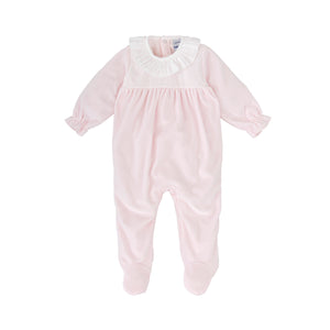 Pink Front Swiss Dot Velour Footie