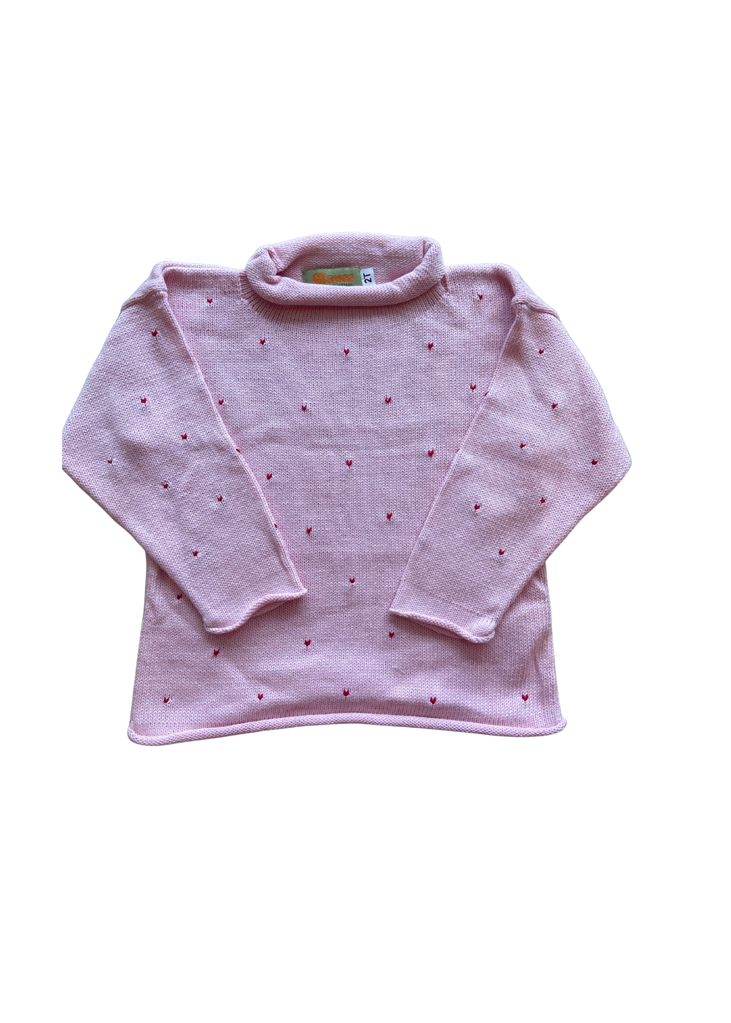 Mini Hearts Pink Roll Neck Sweater (Baby)
