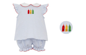 Blue Stripe Crayon Girl Set (Toddler)