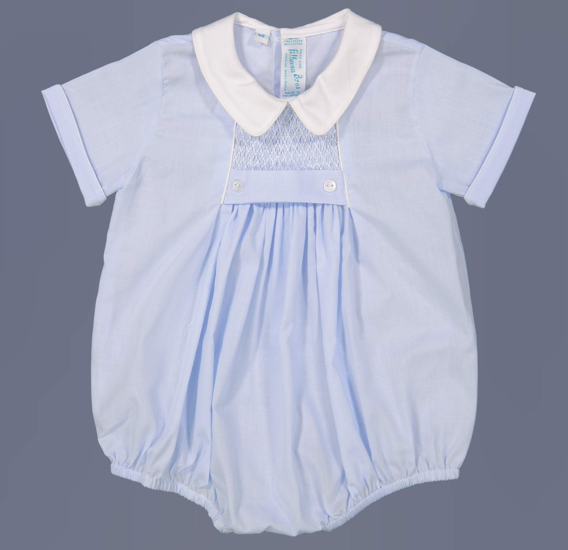 Blue Chevron Smocked Creeper (NB)