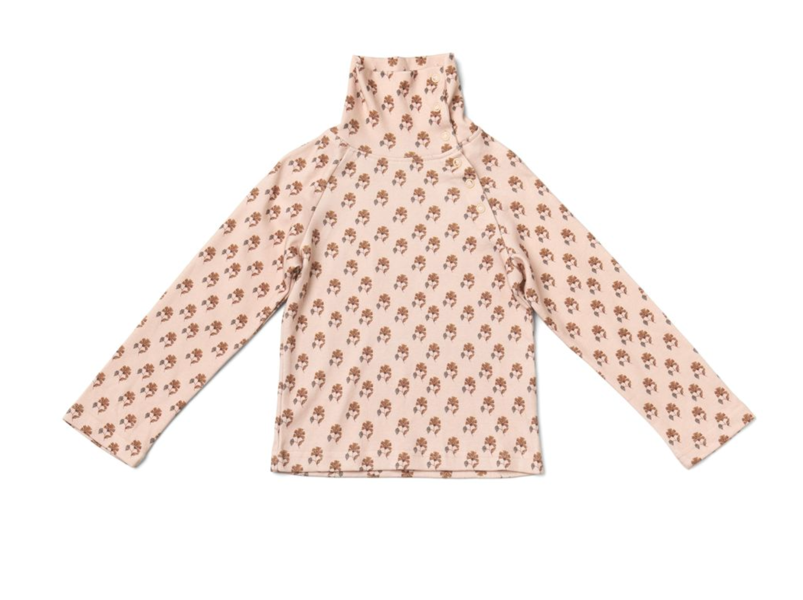 Textured Floral Snap Turtleneck