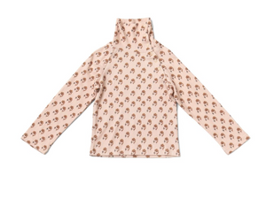 Textured Floral Snap Turtleneck