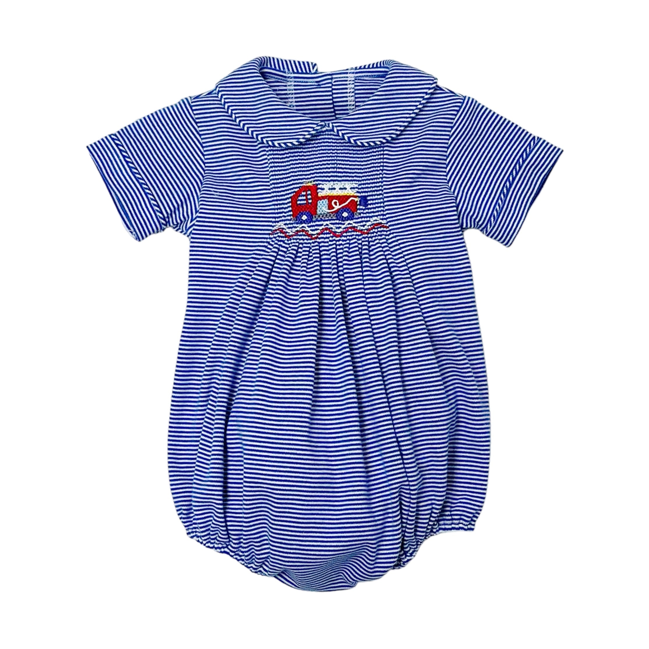 Firetruck Silas Royal Blue Stripe Bubble (Baby)