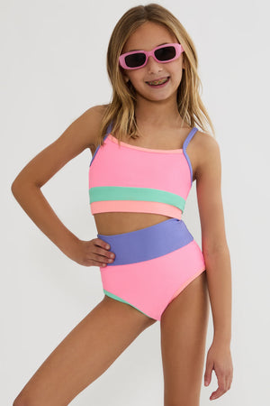 Little Eva & Emmie Set in Sherbert Shores Colorblock