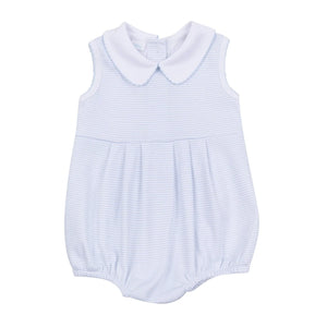 Light Blue Mini Stripes Collared Bubble