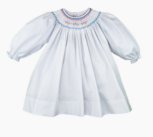 Blue Bitty Dot Floral Dress (Infant)