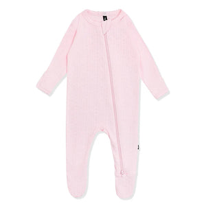 Sakura Pointelle Zippered Footie