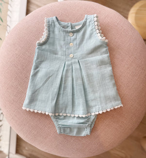 Blue Baby Set with White Dot Trim (Baby)