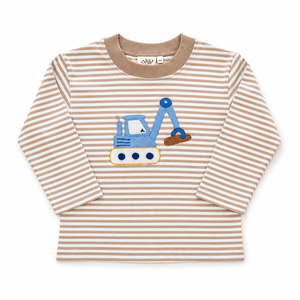 Sand Stripe Backhoe LS Boys T-Shirt