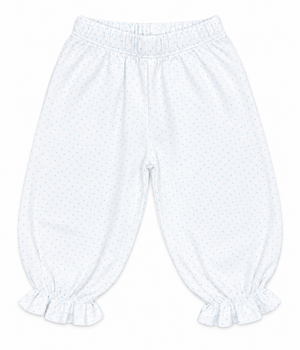 White/Baby Blue Dot Girl Bloomer Pant w/ Ruffle