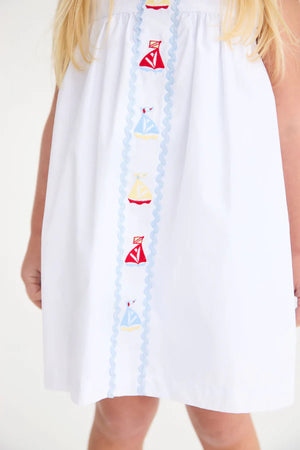 White Sailboat Sleeveless Tabitha's Teachers Pet Dress