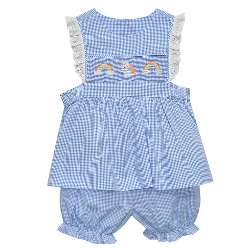 Royal Blue Rainbow Wishes & Unicorn Kisses Maribelle Bloomer Set