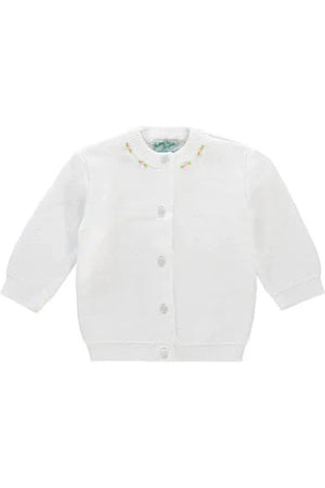 Cotton Cashmere Baby Girl Cardigan w/ Rosebuds