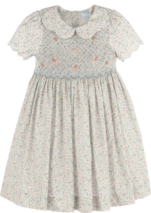 Blue Fall Blossom Smock Dress