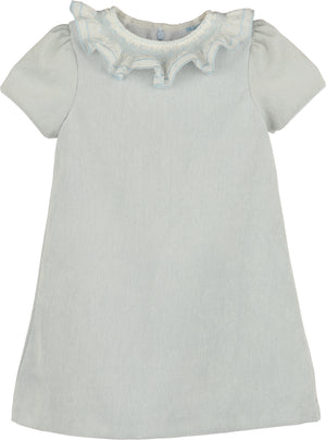 Blue Sweet Corduroy A-Line Dress