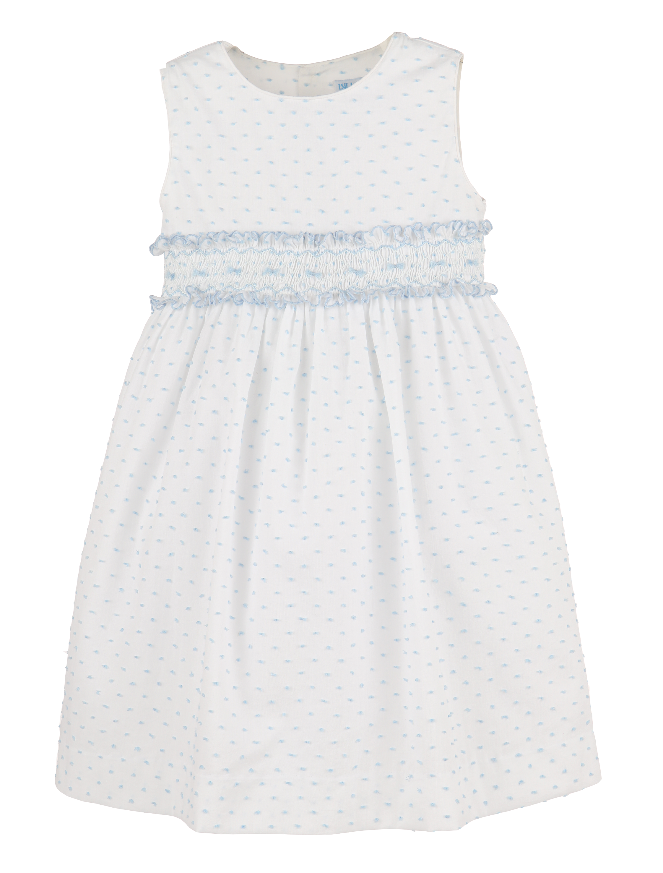 Blue Plumeti Smock Belt Dress