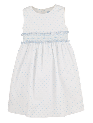 Blue Plumeti Smock Belt Dress