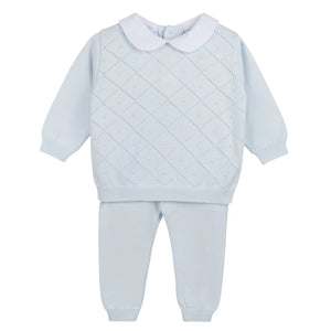 Blue Boys Peter Pan Diamond Knit Set