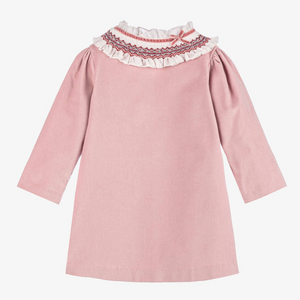 Rose Smocked High Neck Velvet Dress (Toddler)