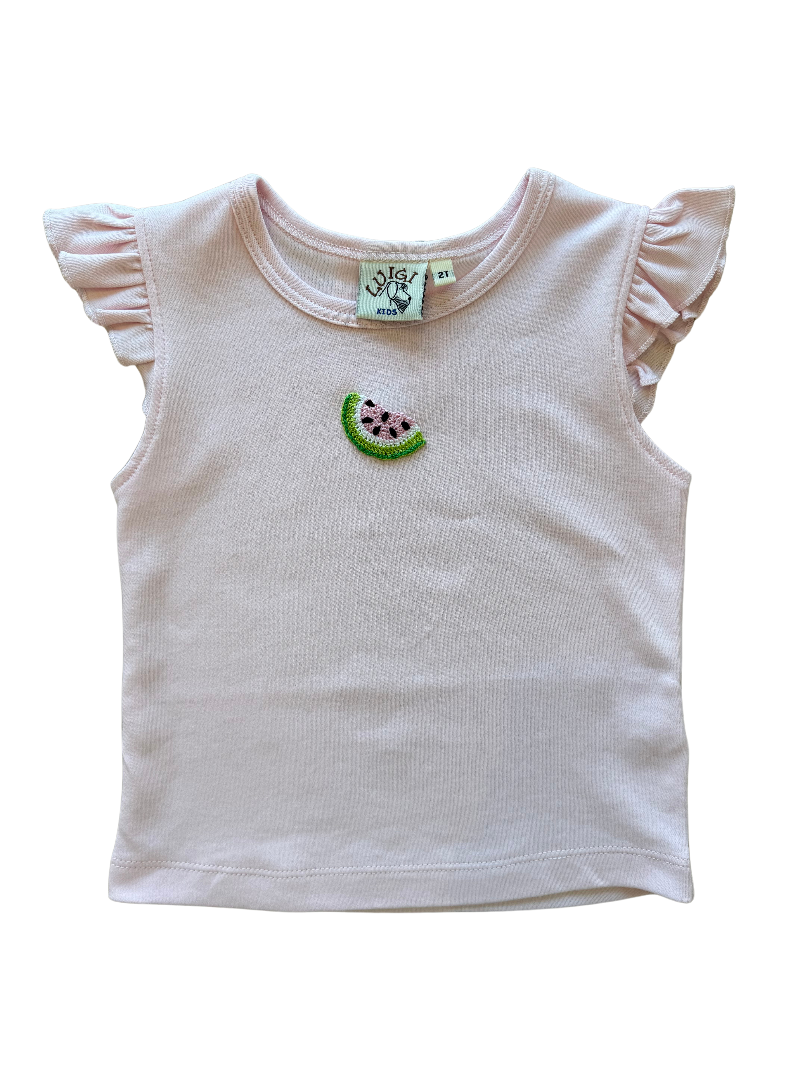 Flutter Sleeve Crochet Watermelon Top (Kid)