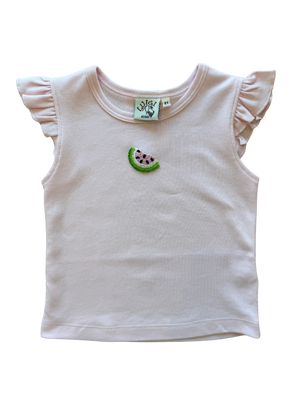 Flutter Sleeve Crochet Watermelon Top (Kid)