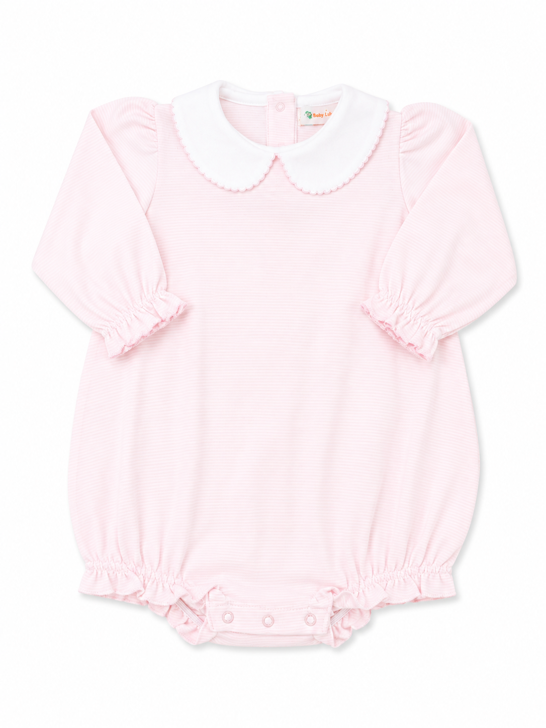 Pink Stripe LS Ruffle Bubble