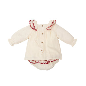 Cream with Red Embroidery Girl Set (Infant)