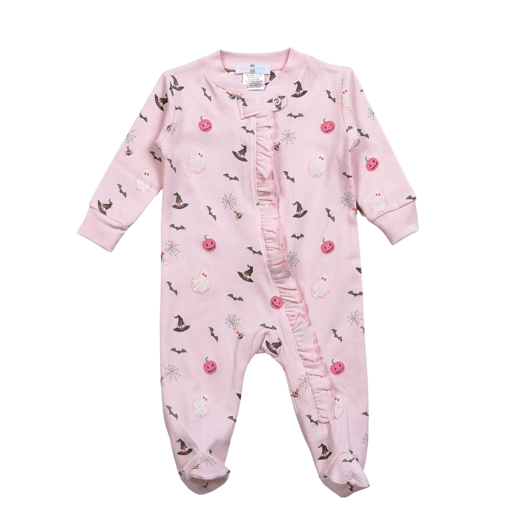 Halloween Pink Pima Zipper Footie (Baby)