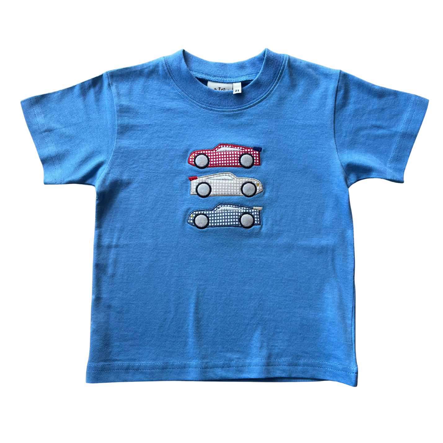 Chambray 3 Gingham Cars Boy SS Tee