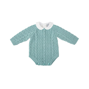 Green Knitted Romper & Bonnet