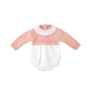 Pink Swiss Dot Bubble w/ Bonnet