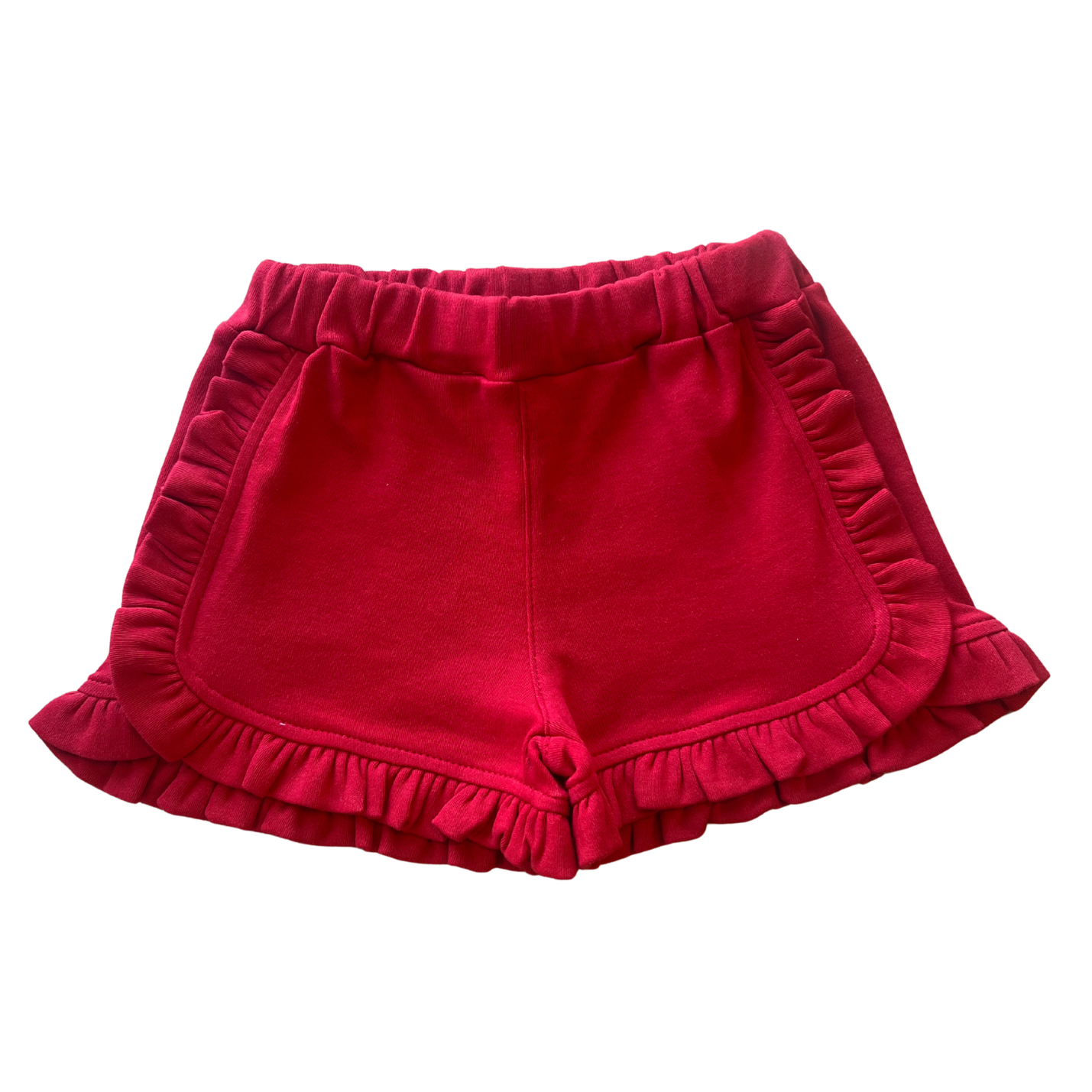 Deep Red Ruffle Trim Short