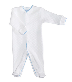 Basket Weave Baby Footie-Blue (Infant)