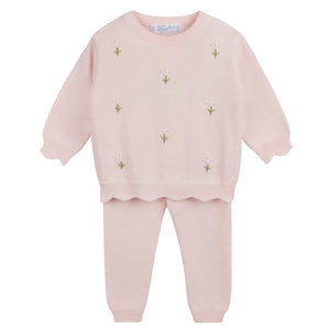 Pink Girls Soft Blooms Knit Set