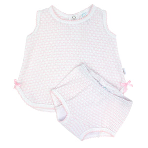 Knit Pinstripe Diaper Set Pink