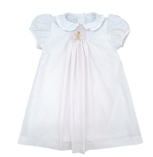 Pink Bitty Dot Gingerbread Sage Smocked Dress (Baby)